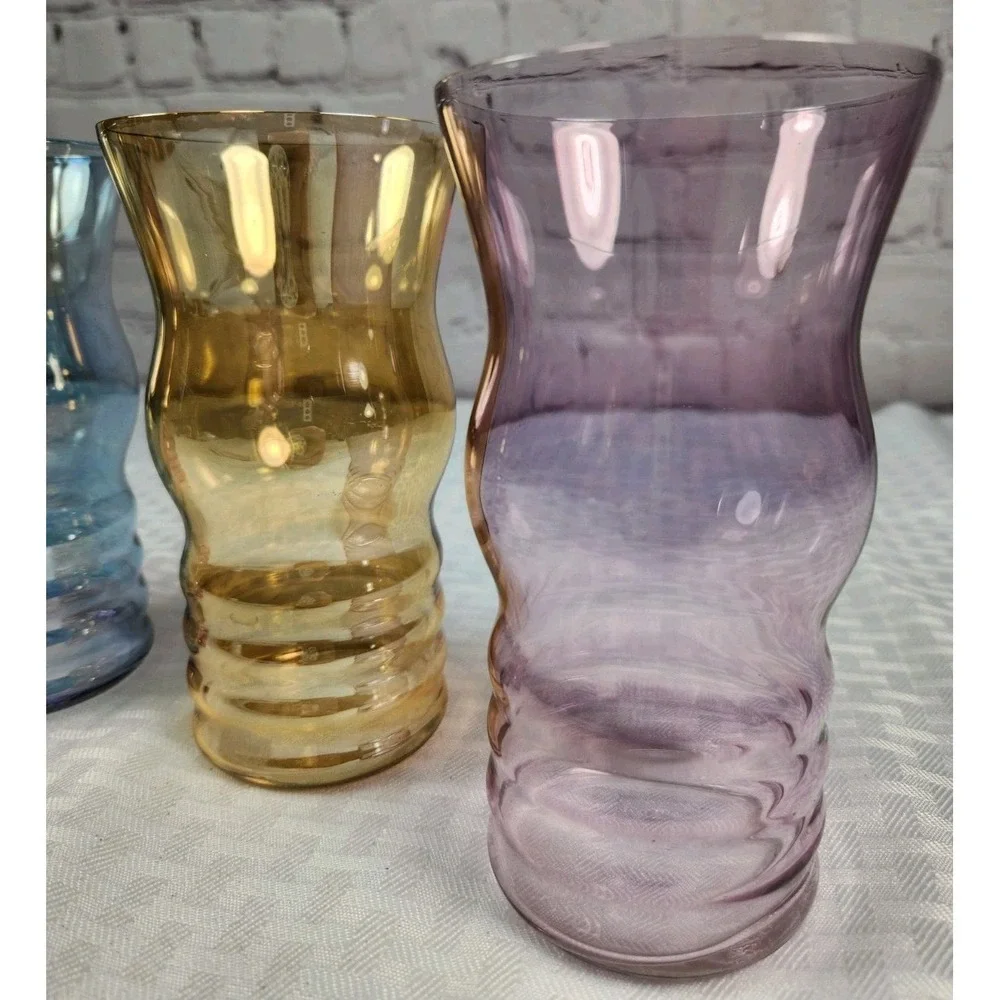 Rare Find! West Virginia Dunbar Iridescent Drinking Tumbler Glasses Set of 3